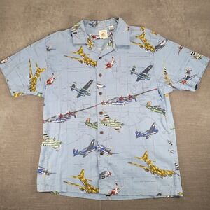 Max Boxer WWII Bomber Fighter Airplane Print Button Up‎ Short Sleeve Shirt XXL